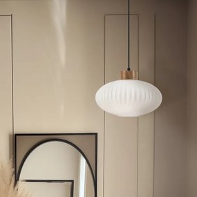 Luster na lanku HARMONY 1xE27/15W/230V pr. 30 cm biela/dub