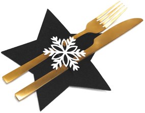 Vianočný obal na príbor Black Star 4 ks čierny