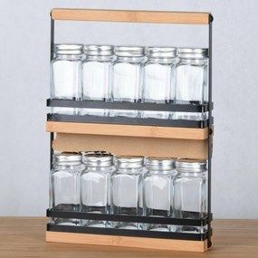 Kesper 58036 Polica na korenie s 10 prázdnymi koreničkami, 23 x 32 x 5,5 cm