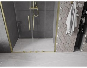 Mexen Velar Duo, posuvné dvere do otvoru 150x200 cm, 8mm číre sklo, zlatá matná, 871-150-000-02-55
