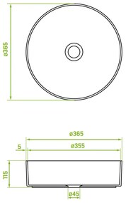 Laveo Desna, keramické umývadlo na dosku 360x360x120 mm, čierna matná, LAV-VUD_B236