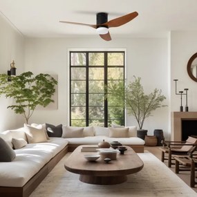 ZEVENTI - LED stropný ventilátor PADUA LED/18W/230V Wi-Fi Tuya čierna/hnedá + diaľkový ovládač