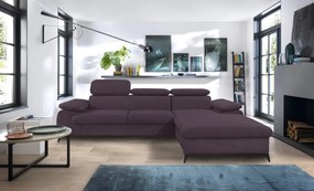 Rohová sedacia súprava Scala, hroznová ružovo-fialová látka, pravý roh