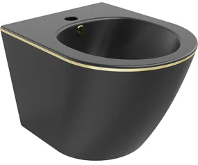 Mexen Lena, závesný bidet 480x370x325 mm, čierna matná - zlatý okraj, 35224875