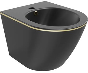 Mexen Lena, závesný bidet 480x370x325 mm, čierna matná - zlatý okraj, 35224875