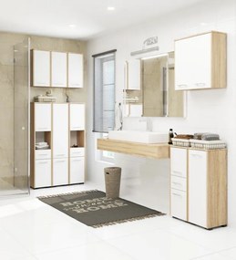Kúpeľňová skrinka FIN 30 2D 1SZ 85 cm dub sonoma / biela