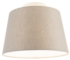 Stropná lampa s ľanovým tienidlom taupe 25 cm - biela Combi