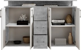 Komoda Drift, šedý betón/biela