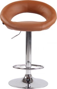 Barová stolička Olinda - koženka, chróm rám - svetlohnedá