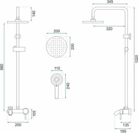Rea Luis, sprchová súprava s vaňovou batériou, zlatá matná, REA-P7051
