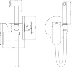 Mexen Milo, podomietková bidetová batéria s ručnou spŕškou, chróm, 7599350-00