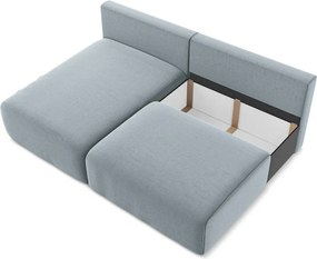 Modrá zamatová rozkladacia/s úložným priestorom rohová pohovka (ľavý roh/s leňoškou) Kalena – Makamii