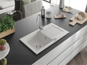 Mexen Pablo - drez granitový 75,2x43,6cm, 1-komorový, biela, 6510751010-20