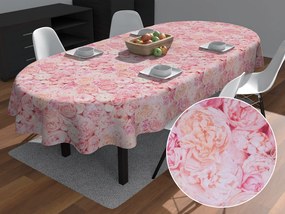 Biante Dekoračný oválny obrus Leona LN-086 Ružové a krémové pivonky 120x200 cm