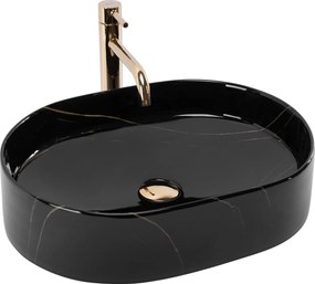 Rea Nadia, umývadlo na dosku 500x380x120 mm, imitácia kameňa - Black Stone, REA-U9240