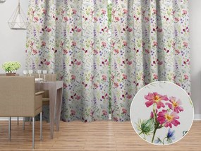 Biante Dekoračný záves PML-098 Lúčne kvietky na smotanovom 145x140 cm