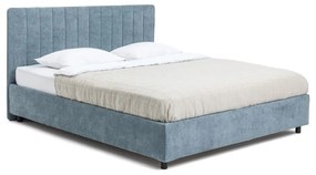 Modrá čalúnená dvojlôžková posteľ s úložným priestorom s roštom 160x200 cm Myra Slim Line – Bonami Selection