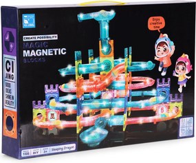 MULTISTORE Magnetické tehličky guľôčková dráha LED stavebné bloky culodrome 166 prvkov