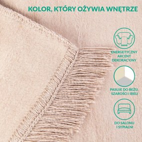 BAVLNENÁ DEKA BAT 150X200 CM SVETLOBÉŽOVÁ