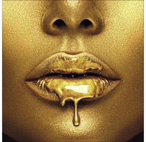Sklenený obraz Golden Lips I 30x30 cm