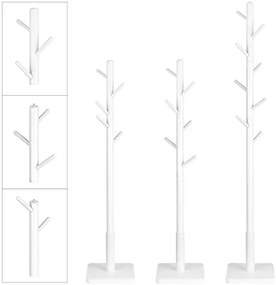 Vešiak na kabáty, 8 háčikov, drevený, biela farba, 175x30x30cm