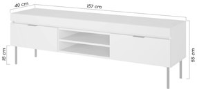 TV stolík Sentia 157 cm s 2 otvorenými policami - čierna / zlatá