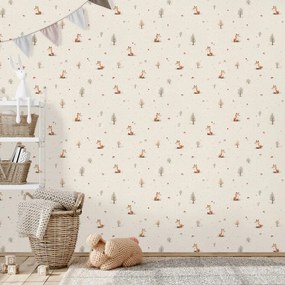 Tapeta lesné líšky a stromy