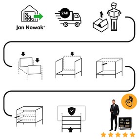 Čierny kovový regál s policami LUCA Modern 1000 x 900 x 350 mm