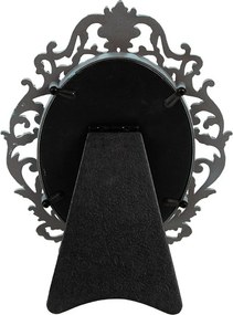 Zelený antik kovový oválny fotorámik so zdobením - 14*2*18 cm / 9*13 cm