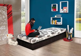 Posteľ Hurikán 80x200 cm, čierna/biela