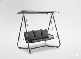 Garden Line ZÁHRADNÁ HOJDAČKA S PLETENÝMI OPIERKAMI RÚK 180 x 139 x 185 CM ANTRACIT PREMIUM