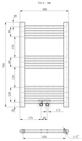Erga Simple, vykurovacie teleso 700x400 mm, 234 W, čierna, ERG-LAV-SIMP-7040-BK