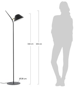 Čierna stojacia lampa s kovovým tienidlom (výška 152 cm) Aurelia – Kave Home