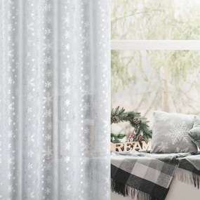 VIANOČNÁ ZÁCLONA NA KRÚŽKOCH SNOW 140X250 CM VZOROVANÁ