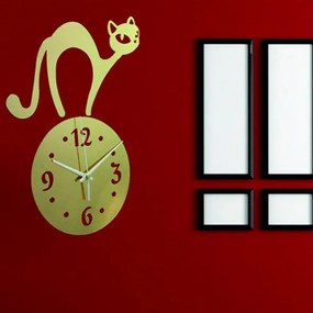 Nástenné hodiny mačka, zrkadlové hodiny na stenu kocúr I SENTOP IA-185-S