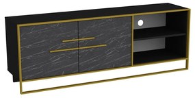 TV stolík POLKA 160 cm čierna/zlatá