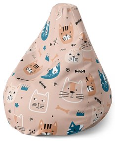Sablio Sedací vak Pear Farebné mačičky - 70 x 95 x 15 cm