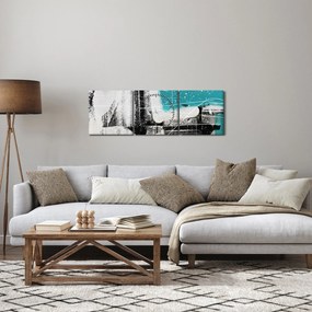 Obraz - Tyrkysová abstrakcia (s hodinami) (90x30 cm)