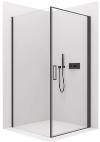 Cerano Porte, 1-krídlový sprchovací kút 80x100 cm, 8mm číre sklo, čierny profil, CER-CER-413570