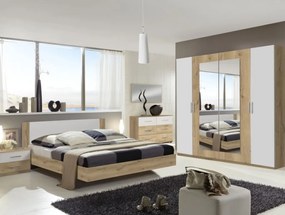 Zostava spálne Nora 180x200 cm, doskový dub/biela