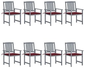 Záhradné stoličky s podložkami 8 ks akáciový masív sivé