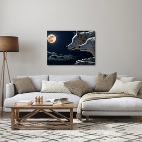 Obraz vlkov vyjúcich na mesiac (70x50 cm)