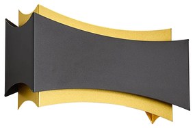 Moderná nástenná lampa čierna so zlatom - Plats