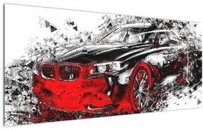 Obraz - Maľované auto v akcii (120x50 cm)