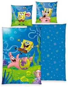 HERDING Obliečky SpongeBob a Patrik Bavlna, 140/200, 70/90 cm