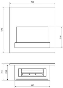 Závesný biokrb na stenu ČIERNY SO SKLOM 45x47x17