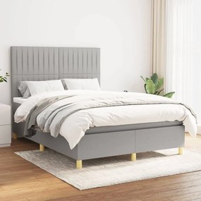 Boxspring posteľ s matracom bledosivý 140x190 cm látka 3142489