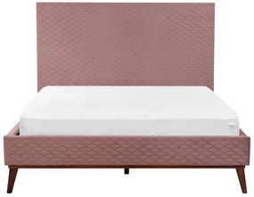 Zamatová posteľ 140 x 200 cm ružová BAYONNE Beliani