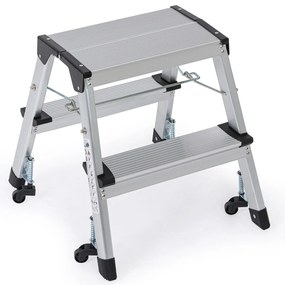 Hliníkové skladacie schodíky s kolieskami, obojstranné, výška 420 mm