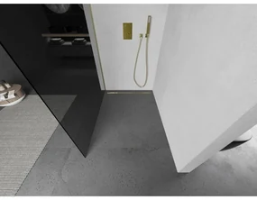 Mexen Kioto L, sprchová zástena Walk-In 80 x 200 cm, 8mm šedé sklo, zlatý matný profil, 800-080-103-55-40